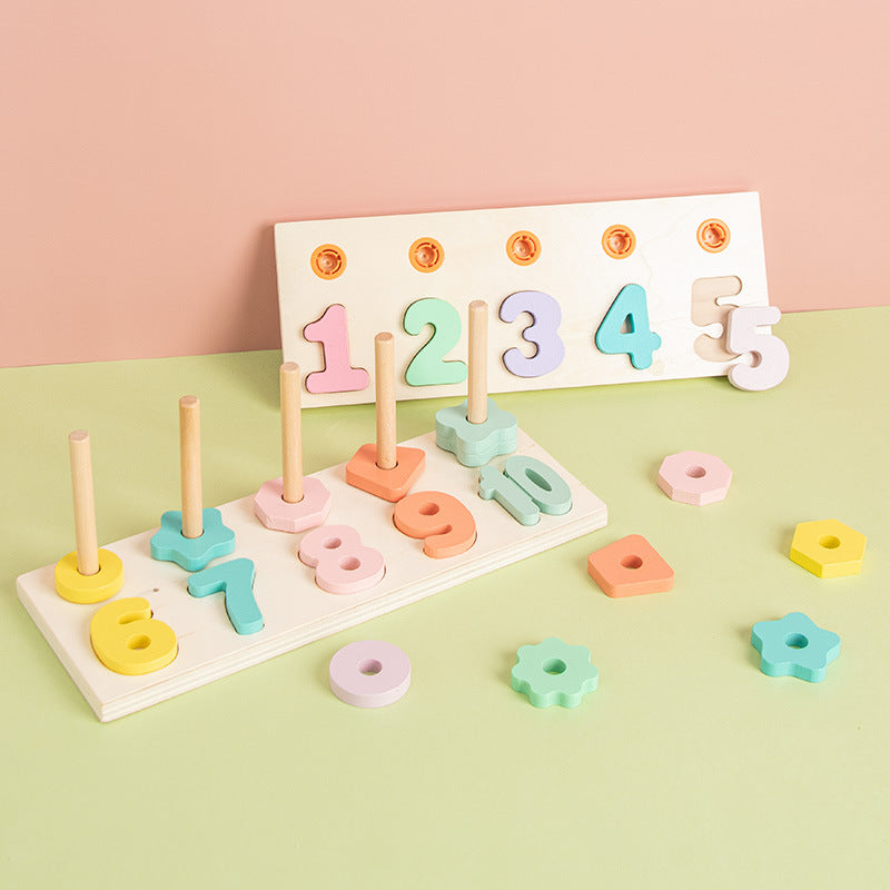 Juego de clasificación de formas de números educativos de madera para niños