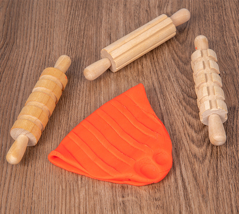Wooden Sensory Playdough Roller Pin Set Tool Kit 12 pieces