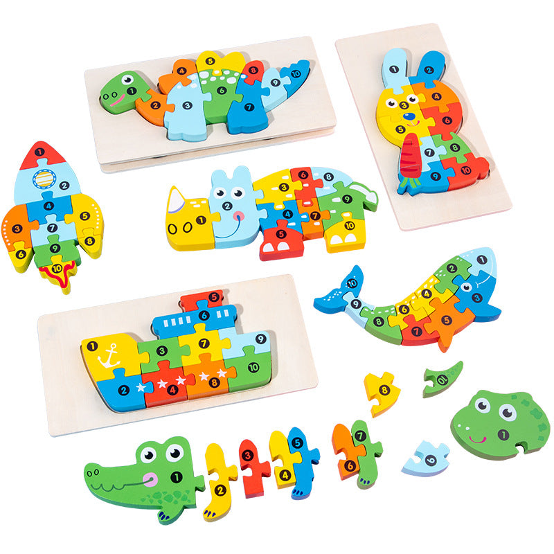 Lot de 4 puzzles Montessori – Ensemble de puzzles en bois respectueux de l'environnement #10