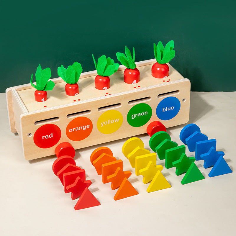 Caja clasificadora de colores y formas 5 en 1, juguete de madera Montessori para niños