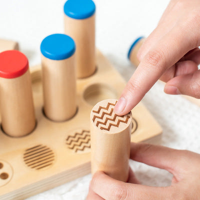 Montessori Sound Cylinder Boxes Sensory Sorting Matching Board with Pattern Sorter Memory Colour