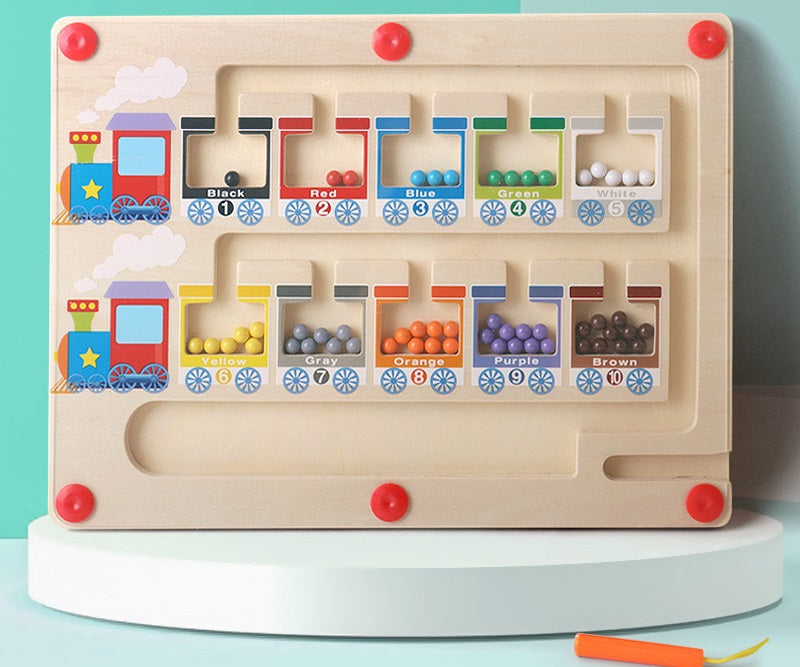 Tablero Ocupado Magnético Deslizante para Clasificar Números por Colores (Tema Tren)