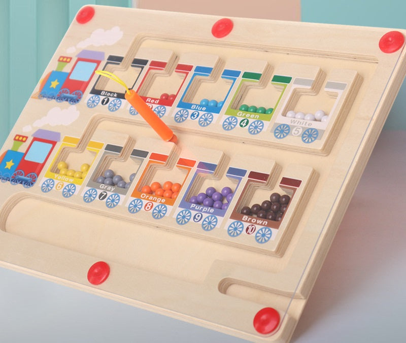 Tablero Ocupado Magnético Deslizante para Clasificar Números por Colores (Tema Tren)