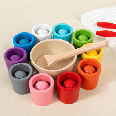 Jouets éducatifs en bois pour enfants : tasses de classification des couleurs