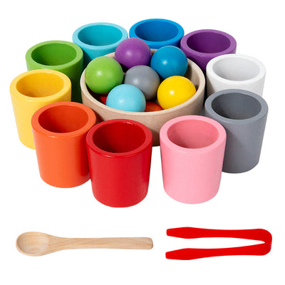 Jouets éducatifs en bois pour enfants : tasses de classification des couleurs