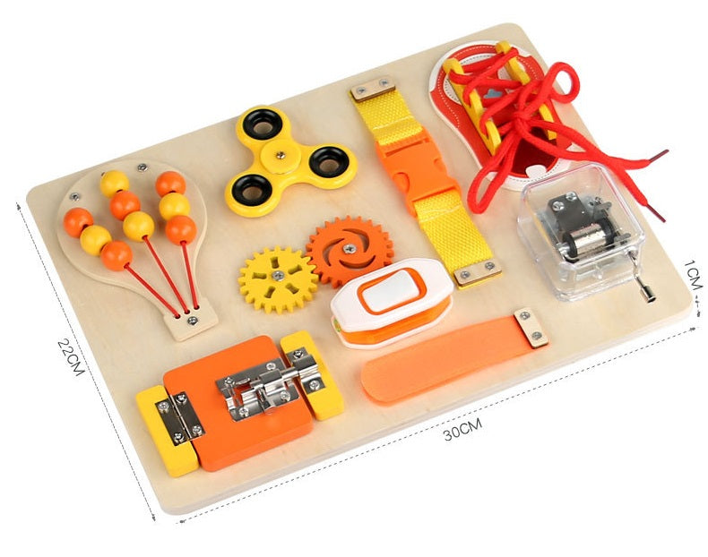 Montessori, tablero de actividades de madera para niños, cremalleras, pestillos, interruptores