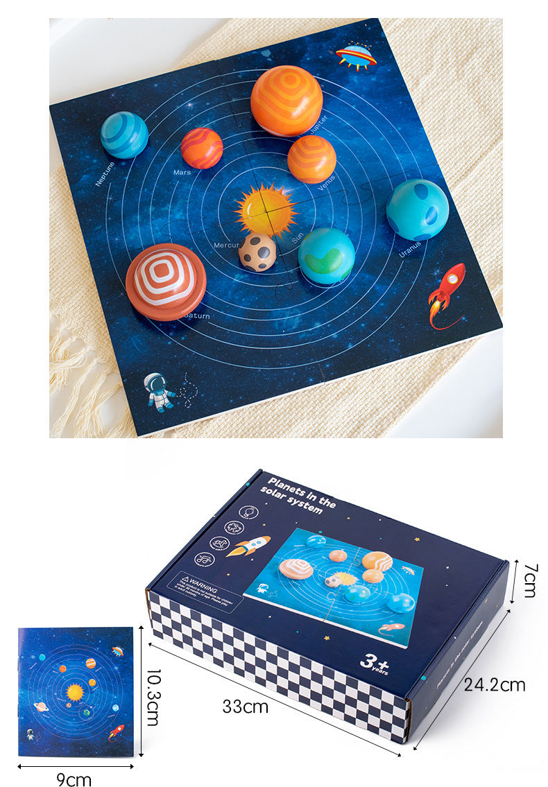 Rompecabezas grande de modelo del sistema solar Montessori con tablero de planetas con folleto