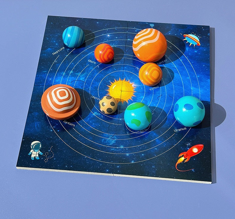 Rompecabezas grande de modelo del sistema solar Montessori con tablero de planetas con folleto