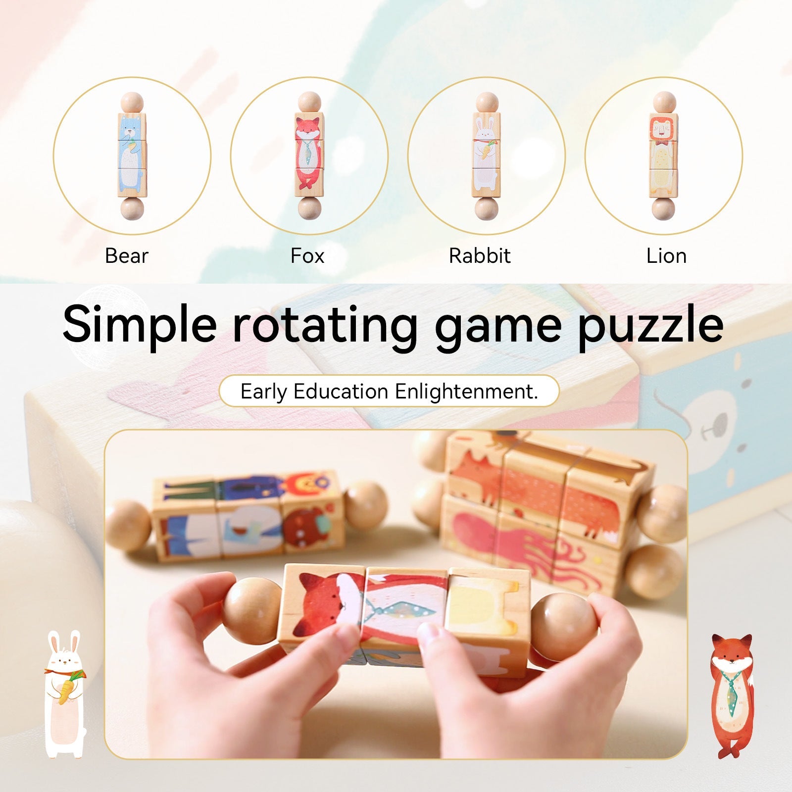 Montessori Wooden Rotating Puzzle
