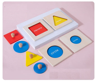 Ensemble de 4 puzzles Montessori avec formes géométriques dissociées