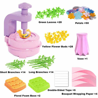 DIY Flower Bouquet Making Kit Kids Craft Set Creative Play Toys for Kids 3+ with Flower Press