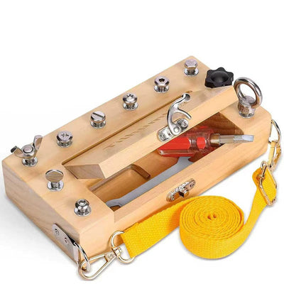 Caja de cerradura Montessori con destornilladores, caja de herramientas de tablero de actividades