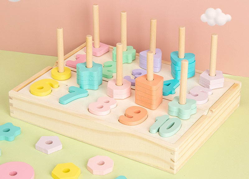 Juego de clasificación de formas de números educativos de madera para niños