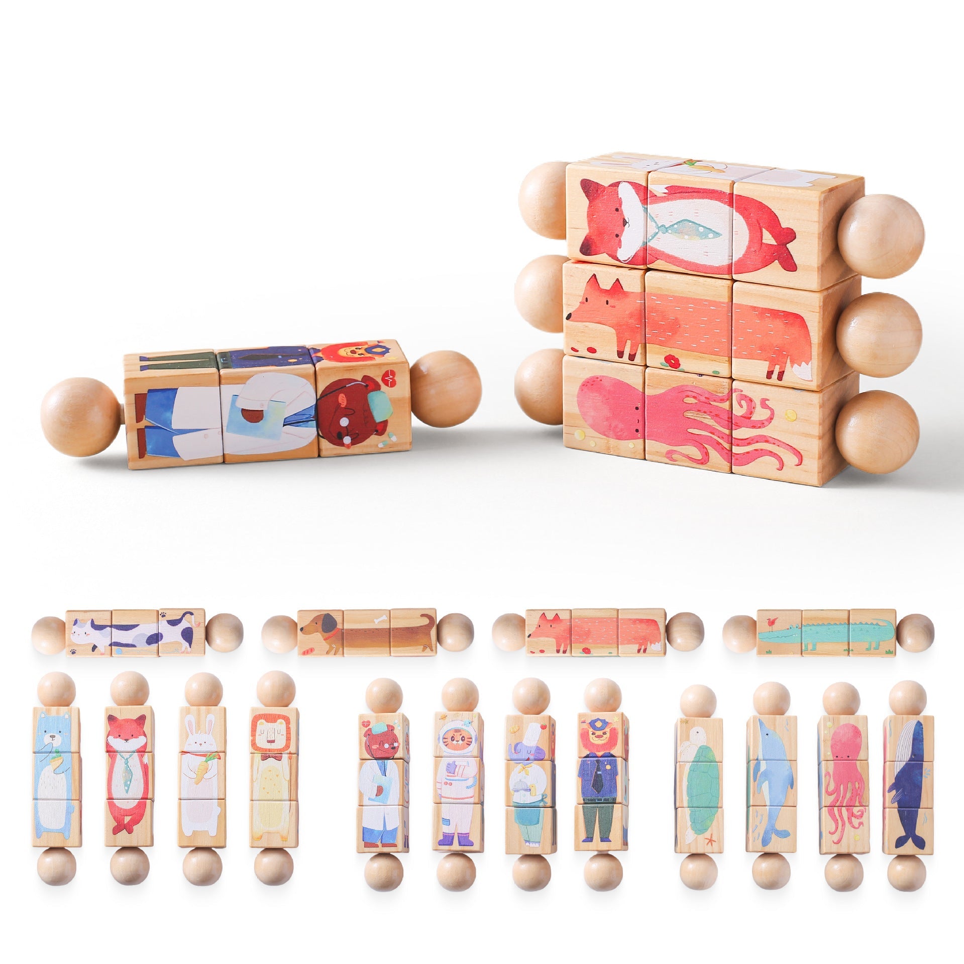 Rompecabezas giratorio de madera Montessori