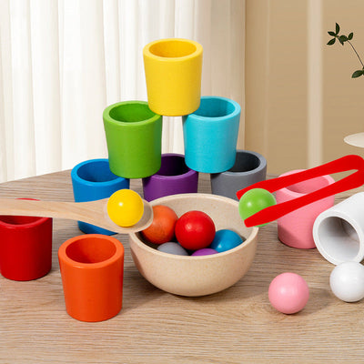 Jouets éducatifs en bois pour enfants : tasses de classification des couleurs
