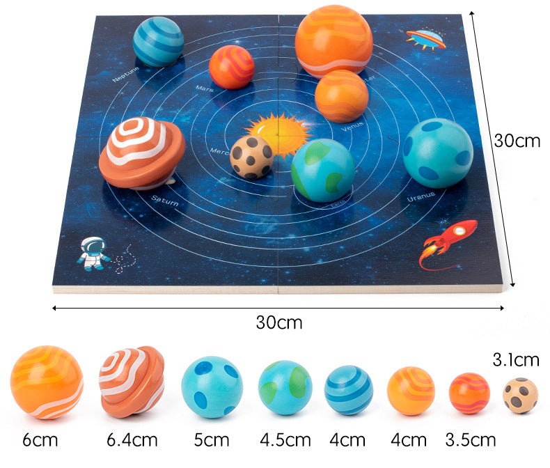 Rompecabezas grande de modelo del sistema solar Montessori con tablero de planetas con folleto