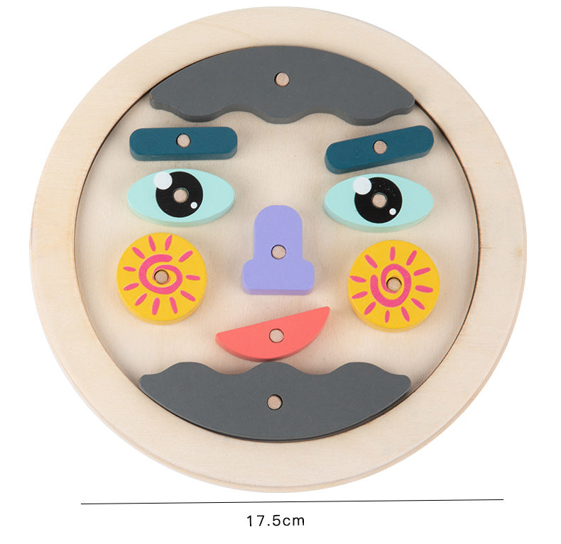 Rompecabezas de aprendizaje de expresiones emocionales faciales para niños, de madera