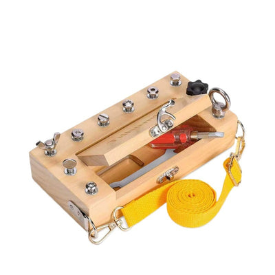 Caja de cerradura Montessori con destornilladores, caja de herramientas de tablero de actividades