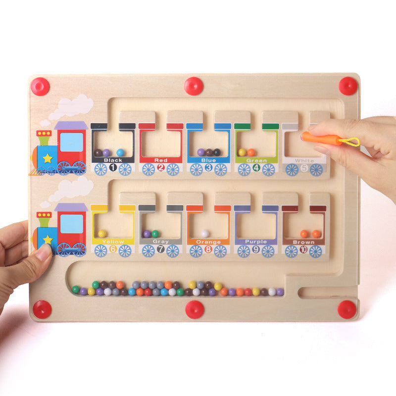Tablero Ocupado Magnético Deslizante para Clasificar Números por Colores (Tema Tren)