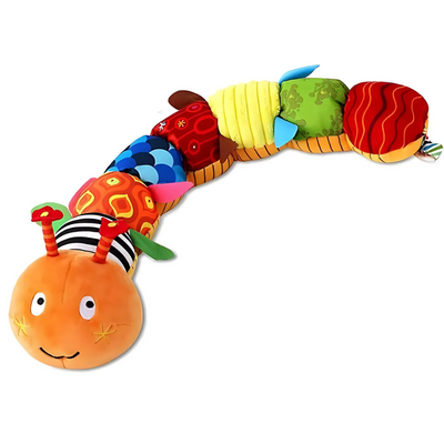 Fidtoy Musical Plush Caterpillar Baby Toy – Soft Sensory Rattle Plush with Crinkle Sounds, Squeak, Bell, Melody, and 22-Inch Growth Measure