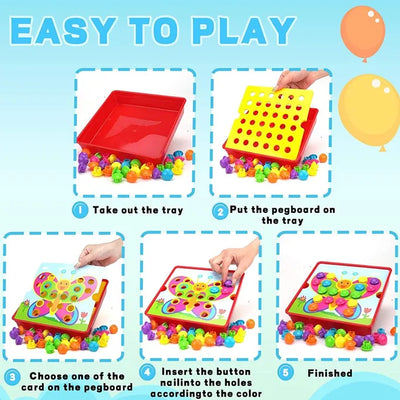 Fidtoy Button Art Matching Toy with Chunky Buttons for Toddlers