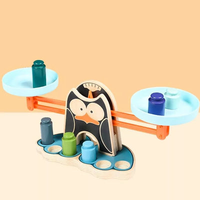 Fidtoy Penguin Wooden Balance Blocks Scale Kit Math Counting Balance Toy for Kids Ages 2-6 with Penguin Scale Game