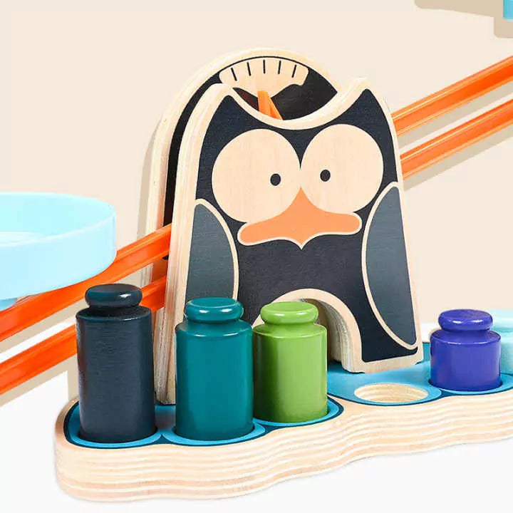 Fidtoy Penguin Wooden Balance Blocks Scale Kit Math Counting Balance Toy for Kids Ages 2-6 with Penguin Scale Game