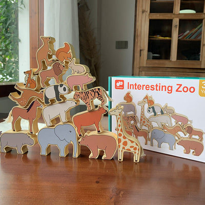 Jeu de blocs d'animaux en bois à empiler et à équilibrer