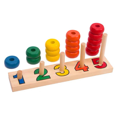 Apilador de Conteo de Madera Montessori con Clasificador de Colores 1-5