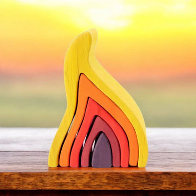 Juguete de apilamiento de madera Fidtoy Fire Rainbow Toys
