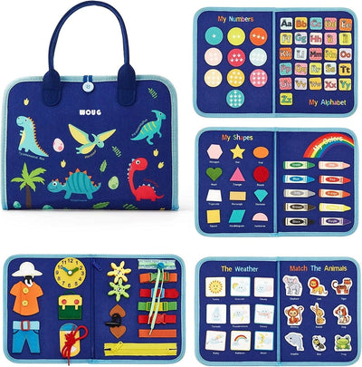 Fidtoy Montessori Busy Board for Toddlers – 8-in-1 Preschool Activity Board, Travel Learning Toy, Fine Motor Skills Busy Book