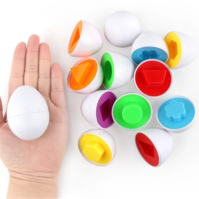 Fidtoy Dinosaur Matching Eggs Toy for Toddlers – Montessori Shape Sorting Learning Eggs Set