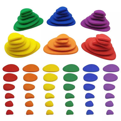 Juego de actividades Rainbow Pebbles con tarjetas - Juguetes de juego libre
