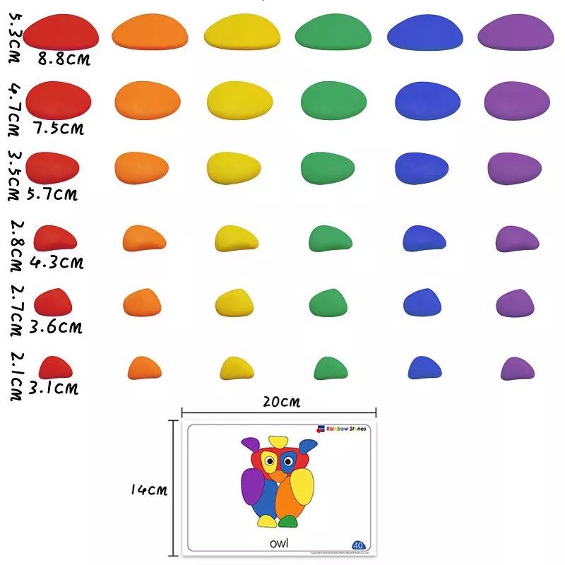 Juego de actividades Rainbow Pebbles con tarjetas - Juguetes de juego libre