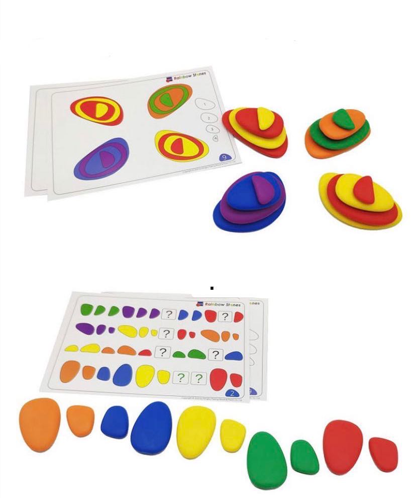 Juego de actividades Rainbow Pebbles con tarjetas - Juguetes de juego libre