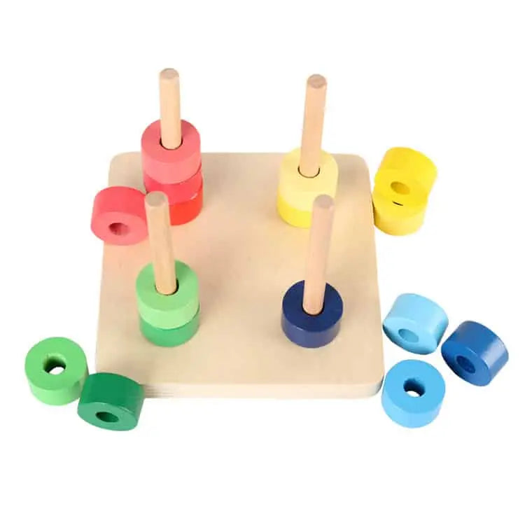 Fidtoy Montessori Cercles Colorés – Jouet de Tri Formes et Couleurs en Bois pour Tout-petits