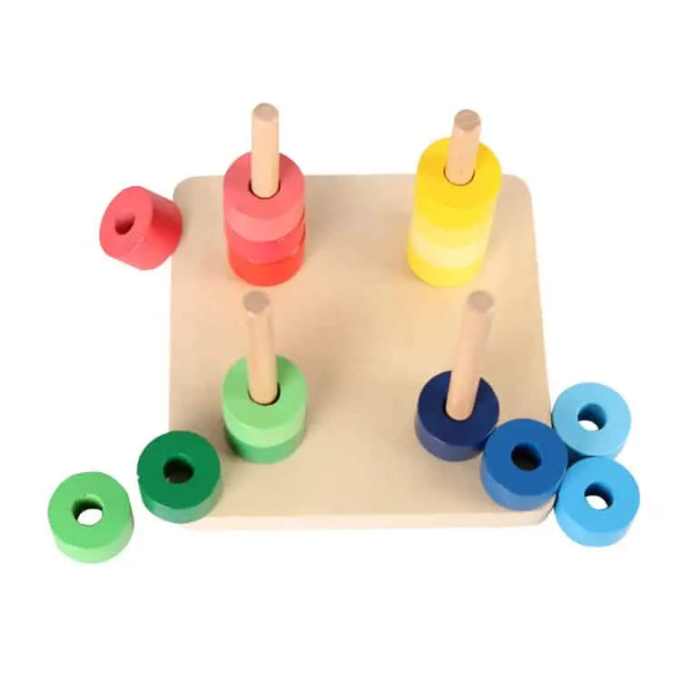 Fidtoy Montessori Cercles Colorés – Jouet de Tri Formes et Couleurs en Bois pour Tout-petits