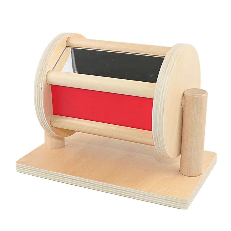 Fidtoy Montessori Tambour rotatif pour bébés – Jouet sensoriel en bois à faire rouler 6-24 mois