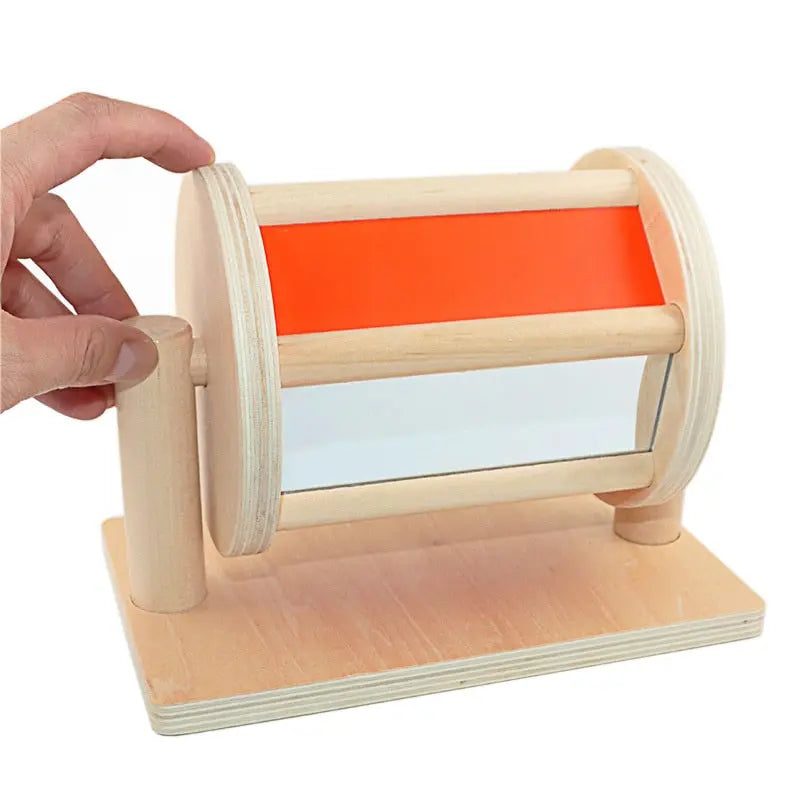 Fidtoy Montessori Tambour rotatif pour bébés – Jouet sensoriel en bois à faire rouler 6-24 mois