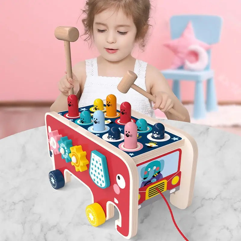 Fidtoy Banc à Marteler Montessori pour Tout-petits – Jouet Musical en Bois avec Marteau pour l'Éveil et la Motricité Fine
