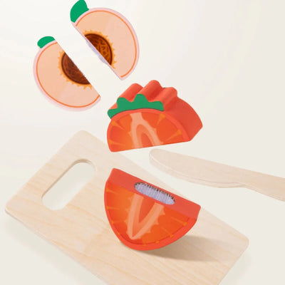 Fidtoy Juego de Comida de Madera para Cortar para Niños | Juego de Imitación Montessori y Habilidades Motrices Finas