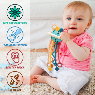 Juguete de dentición de silicona Montessori sensorial ovni