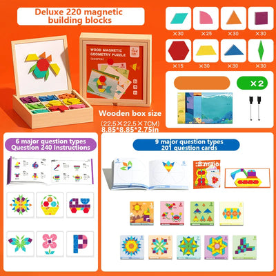Fidtoy Blocs magnétiques en bois – Jouet éducatif créatif pour enfants