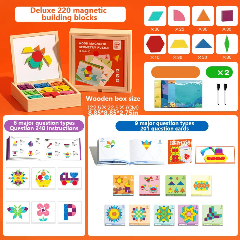 Fidtoy Blocs magnétiques en bois – Jouet éducatif créatif pour enfants