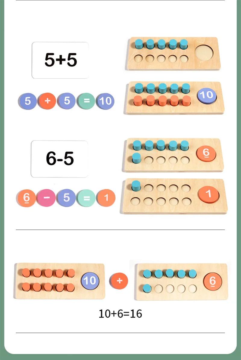 Fidtoy Ten Frame Math Game Montessori Number Learning Toy