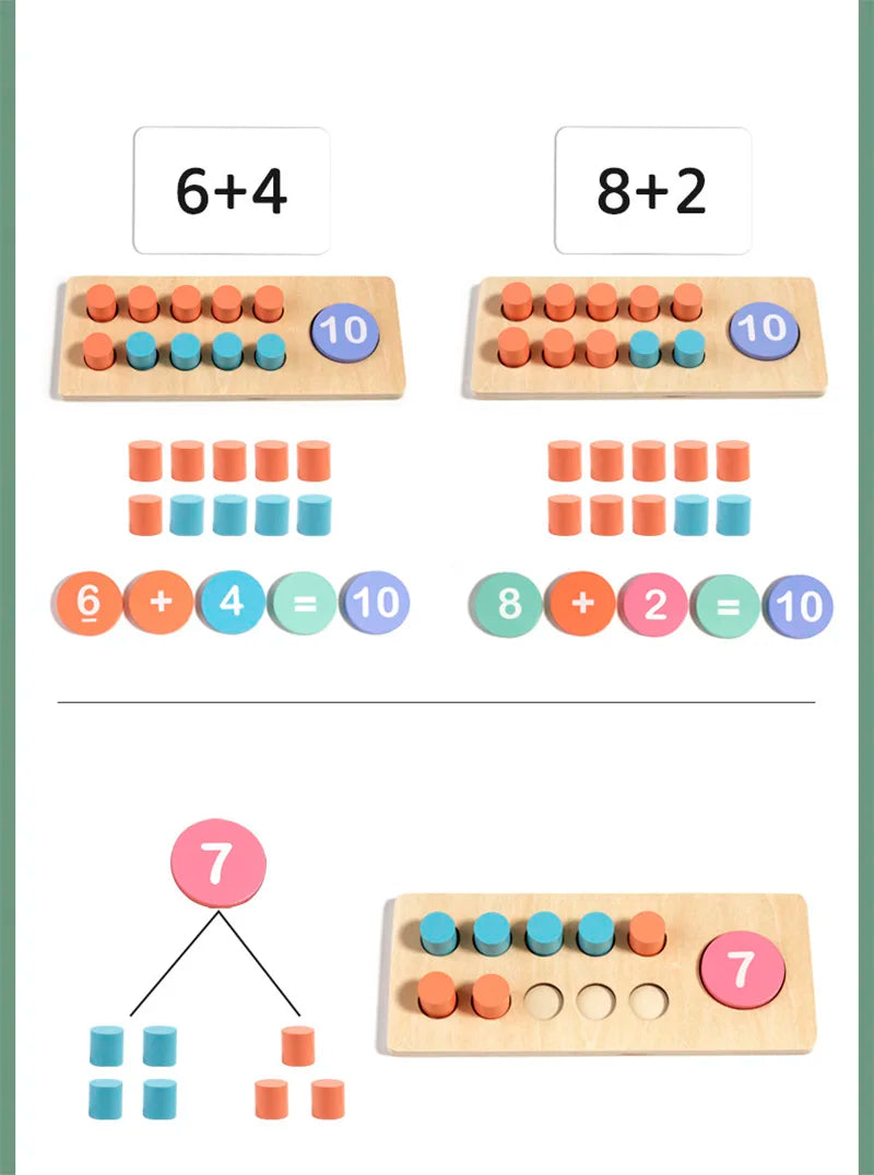 Fidtoy Ten Frame Math Game Montessori Number Learning Toy