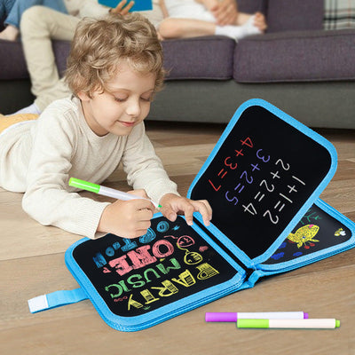 Fidtoy Livre de Dessin Réutilisable pour Enfants – Cahier de Gribouillage Effaçable avec Marqueurs Lavables, Tablette de Dessin Portable pour Voyage, Thème Dinosaure et Pratique d'Écriture Créative