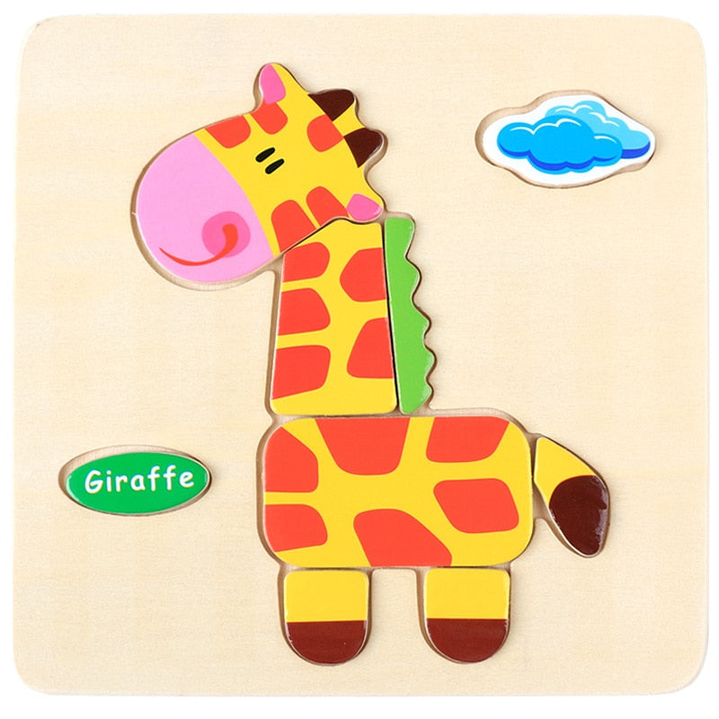 Set #4 de rompecabezas de madera Montessori con dibujos animados
