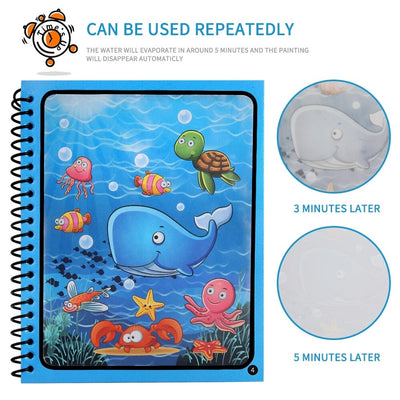 Fidtoy Aqua Doodle Water Coloring Book – Mess Free Reusable Drawing Book for Kids Travel & Quiet Play