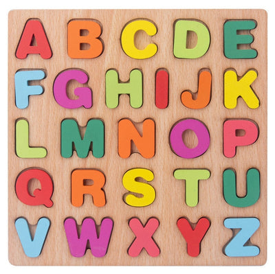Rompecabezas de madera 3D Montessori para niños con formas de alfabeto y números